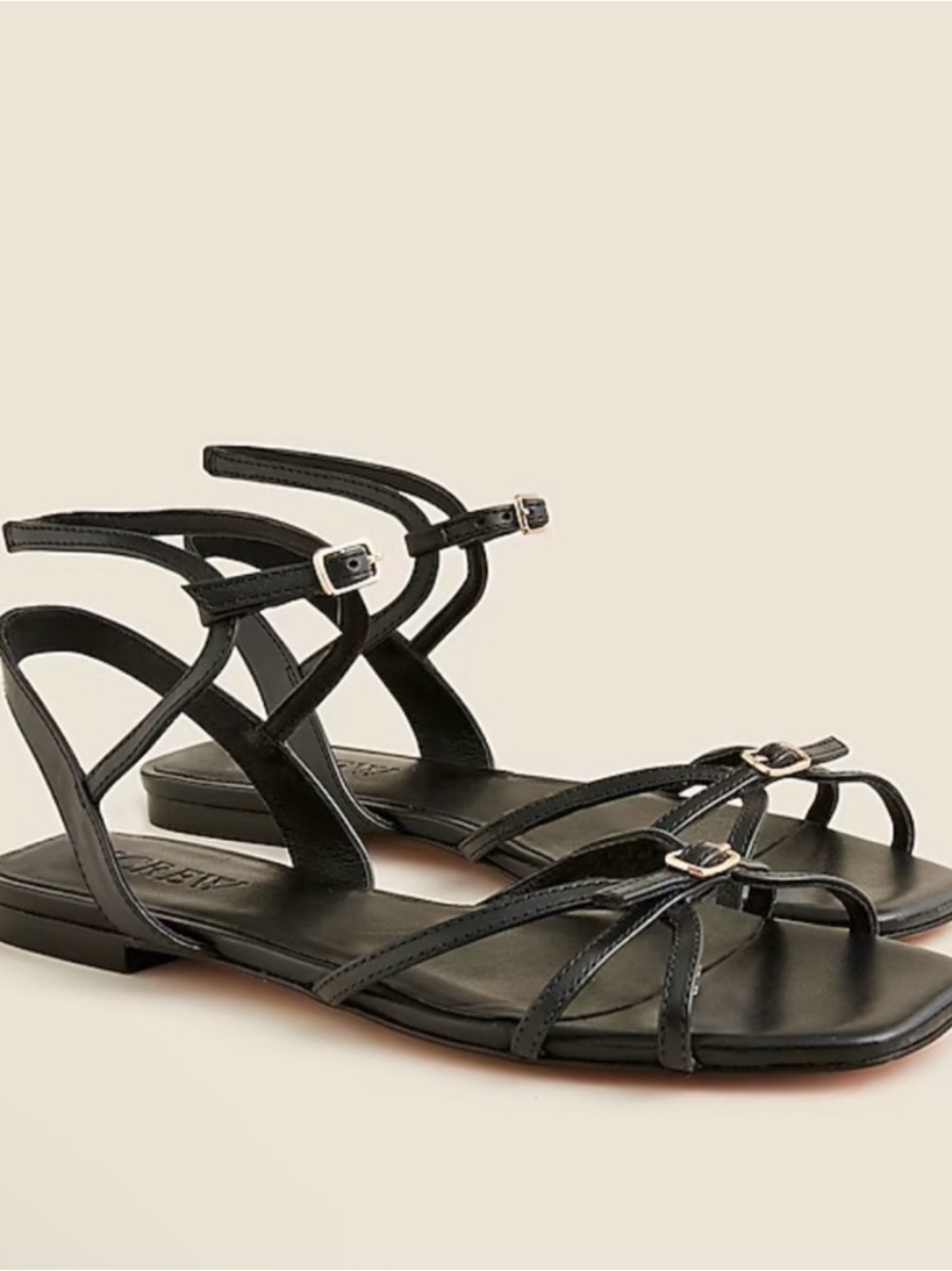 JCrew NIB New Capri Buckle Sandals in Leather Black